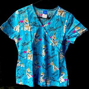 Disney Olaf Scrub Shirt, SIZE: SMALL, Blue